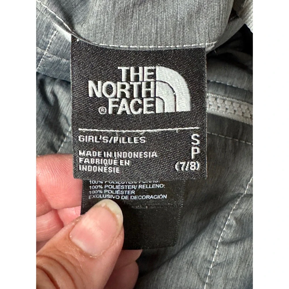 The North Face Girl's Size S 7/8 Gray Reversible Mossbud Swirl Insulated Jacket